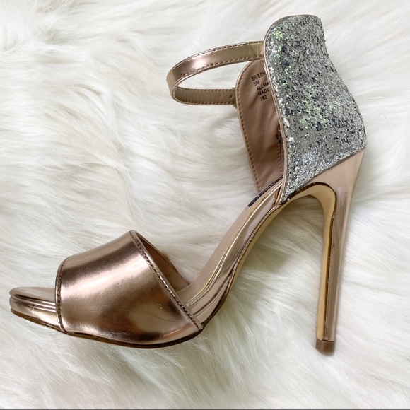 ‘EILEEN’ ROSE GOLD/SPARKLE ANKLE STRAP HEELS - Picture 7 of 8